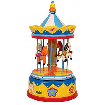 Spieluhr „Karussell Pferde“ aus bunt lackiertem Holz spielt die zauberhafte Melodie "Camelot" traumhafte Dekoration für das Baby- und Kinderzimmer