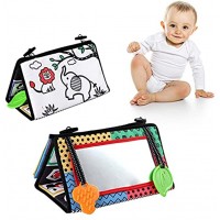Teochew Baby Spiegel mit Knisterbuch Baby Spielzeug ab 0 Monate Schwarz Weiß Spielzeug mit Kontrastmuster Entwickelt für die Bauchzeit1pcs