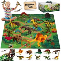 Fivejoy Dinosaurier Spielzeug 11pcs Groß Dinosaurier Figuren Mit Spielmatte & 5pcs Bäumen Lehrreiches Realistisches Dinosaurier Set Eine Dino-Welt Zu Schaffen Einschließlich T-Rex Für Kinder