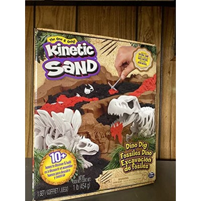 Kinetic Sand Dino Dig Playset with 10 Dinosaur Bones hidden in Kinetic Sand for Ages 6 and Up