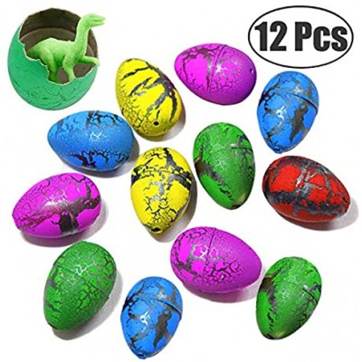 Makfort 12 Pieces Easter Eggs Colours Magic Dinosaur Egg Water Incubate Growth Dinosaur Toy Easter Gift for Boys and Girls