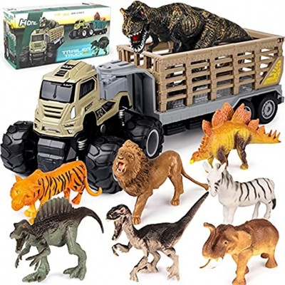 Tacobear Dinosaur Transporter Truck Dinosaur Toy Car Transporter Dinosaur Figures Animals Toy Cars Dino Car Toy Vehicle Car Gifts for Boys Children 3-8 Years