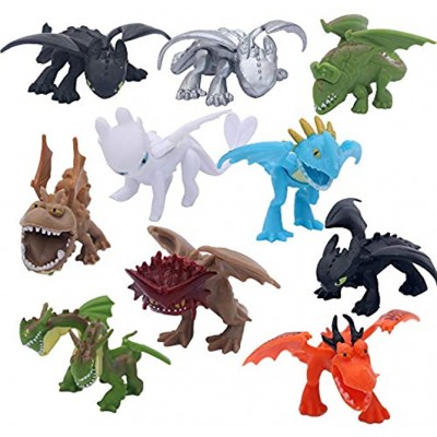 Mingze Dragon Action Figure Toys 10 Pcs PVC Assorted How to Train Your Dragon 5-6 Cm Night Fury Toothless Dragons For Birthday Party Bags