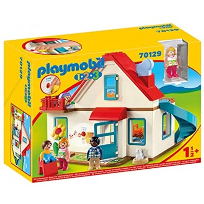 Playmobil 1.2.3 70129 Einfamilienhaus Mit funktionsfähiger Klingel und Soundeffekt Ab 18 Monaten