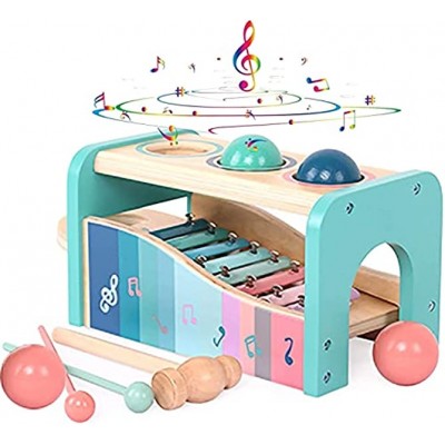 Nukdey Xylophon und Hammerspiel mit ausziehbarem Xylophon|Pound A Ball Toy| Xylophon-Musikspielzeug für Kleinkinder