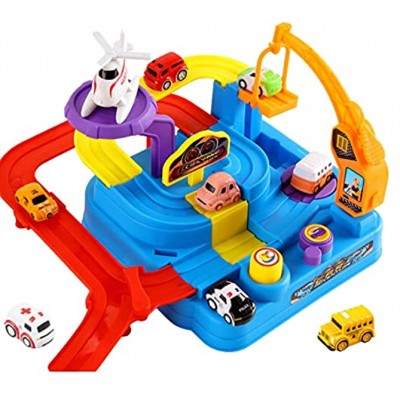 Rben Auto-Abenteuer-Spielzeug – City Rescue Vorschul-Lernspielzeug Puzzle-Parkplatz-Spielzeug Rennstrecken-Auto-Spielzeug für 3 4 5 6 7 8-jährige Kleinkinder Jungen Mädchen