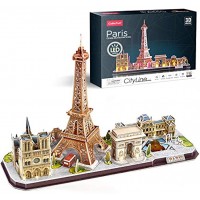 CubicFun 3D Puzzle Paris France LED CityLine Eiffelturm Notre Dame de Paris Louvre Arc de Triomphe-Deko-Kits und Souvenirgeschenk 115 Stück