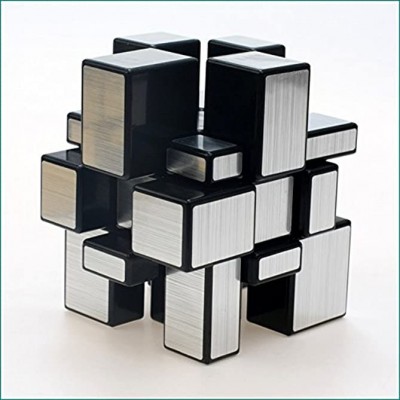 EasyGame 3x3x3 Spiegel Geschwindigkeit Würfel Puzzle Schwarzer Körper + Silber Aufkleber Silber + Schwarz