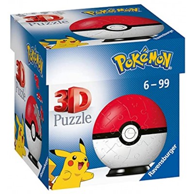 Ravensburger 3D Puzzle 11256 Puzzle-Ball Pokémon Pokéballs Pokéball Classic 11256 54 Teile für Pokémon Fans ab 6 Jahren