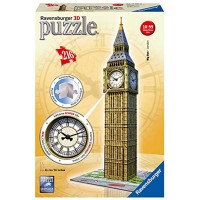 Ravensburger 3D Puzzle 12586 Big Ben mit Uhr 216 Teile Bauwerk im Miniatur-Format 3D Puzzle für Erwachsene und Kinder ab 8 Jahren Mit echter Uhr