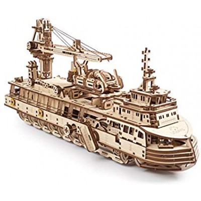 UGEARS 3D Puzzle Erwachsene Entdeckerschiff Schiff Modellbausätze Modellbau Schiffe Holz 3D Modellbausatz DIY Modellschiff Mechanische Modell 3D Holzpuzzle für Erwachsene und Jugendliche