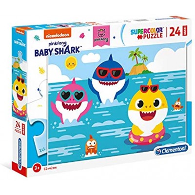 Clementoni 28519 Maxi Baby Shark – Puzzle 24 Teile ab 3 Jahren farbenfrohes Kinderpuzzle mit extra großen Puzzleteilen Geschicklichkeitsspiel für Kinder