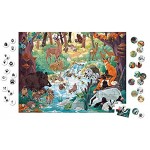 Janod Puzzle Tiere des Waldes Fußabdrücke Suchen und Finden 81 Teile aus Karton und 15 Spielsteine Pflanzliche Tinte WWF-Partnerschaft FSC-Zertifiziert Ab 5 Jahren J08628