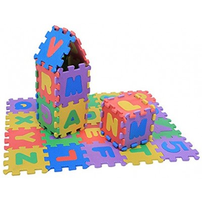 Kids Foam Puzzle Bodenspielmatte 36 Stück weiche Eva Foam Spielmatte Mehrfarbige Bodenfliesen für Kinder Zahlen & Buchstaben Baby Kinder Kinder Spielen Krabbeltier Spielzeug