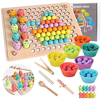 Angelspiel aus Holzspielzeug,Clip Beads Brettspiel Set,Mosaik Legespiel,Lernspiele Geschenk für Kinder Kleinkind ab 2 3 Jahre