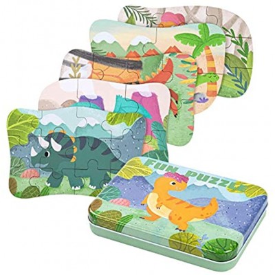 BBLIKE Kinderpuzzle,Dinosaurier Puzzle für Kinder,5 Bilds Puzzles Geeignet für Jungen und Mädchen holzpuzzle ab 3 4 5 Jahren
