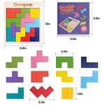 Coogam Holz Tangram Puzzle Muster blockiert Brain Teasers Spiel mit 60 Herausforderungen 3D russische Gebäude Spielzeug Holzform Puzzles Montessori STEM Lernspielzeug Geschenk für Kinder Erwachsene