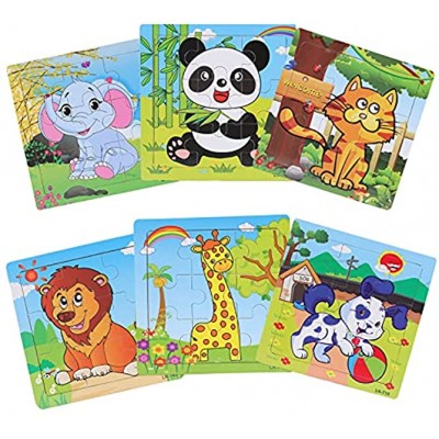 Cuteefun 6 Pack Holzpuzzle für Kinder ab 4 5 6 Jahre Cartoon Tier Puzzle Montessori Spielzeug für die Frühkindliche Bildung für Jungen und Mädchen Geburtstag