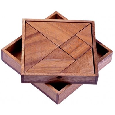 LOGOPLAY Tangram 'Quadrat' Legespiel Denkspiel Knobelspiel Geduldspiel Logikspiel aus Holz