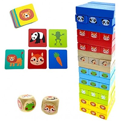 Spielzeugturm Kinderspiel Holz-Spielzeug Steck-Spielzeug mit Motive für Kinder aus Holz