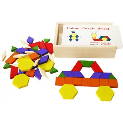 Toys of Wood Oxford TOWO 60-teiliges Tangram Puzzle Geometrische Formen aus Holz Kinder Holzpuzzle-Holzspielzeug für Kinder ab 3 Jahren