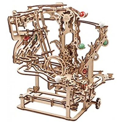 UGEARS 3D Puzzle Kugelbahn aus Holz Murmel-Kettenbahn DIY Spielset Holzmurmelbahn Modellbausatz für Erwachsene Kugelbahn aus Holz Kinetische Skulptur 3D Holzpuzzle Konstruktionsspielzeug