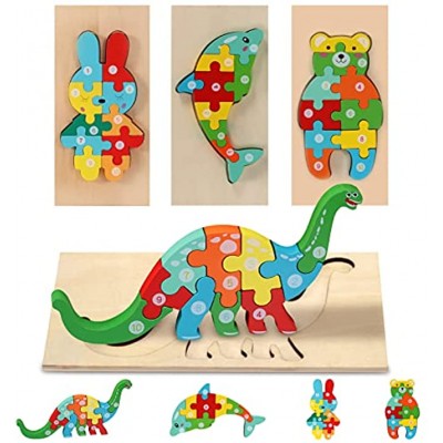 Yoocaa Holzpuzzle 4 Stück Holzspielzeug Tierpuzzles für Kinder Wooden Jigsaw Puzzles
