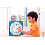 TFA Dostmann Lernuhr für Kinder 98.1123.06 für Jungen und Mädchen Kinderuhr Uhrzeit Lernen farbenfroh Blau L 300 x B 11 x H 300 mm