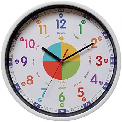 Yudou Kinder Wanduhr Mit lautlosem Uhren und Farbenfrohem Design Lernen Wanduhr,Ablesen der Uhrzeit Lernen,Für Junge und Mädchen Kinderzimmer Klassenzimmer 30,5 cm