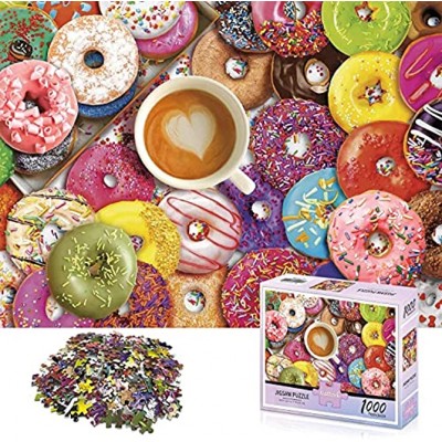 Klassische Puzzles 1000 Teile Puzzle für Erwachsene Schwierige Donuts und Kaffee Puzzle