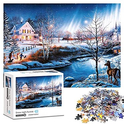 Puzzle 1000 Teile Schneenacht Aurora Puzzle 1000 Teile Erwachsene Klassische Puzzle 1000 Stück Impossible Puzzle,Geschicklichkeitsspiel für die ganze Familie Erwachsenenpuzzle ab 12 Jahren