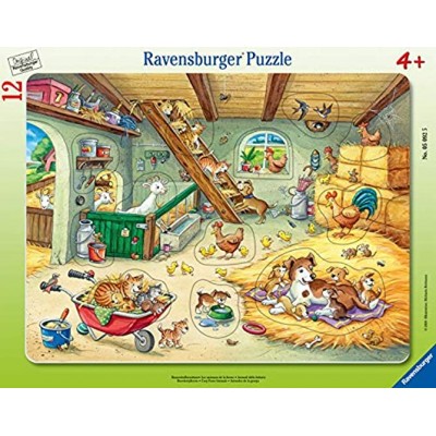 Ravensburger Kinderpuzzle 05092 Bauernhofbewohner Rahmenpuzzle für Kinder ab 3 Jahren mit 12 Teilen