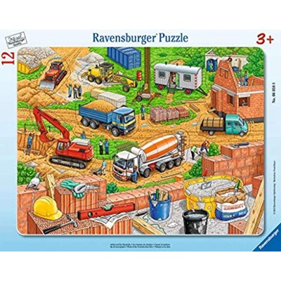 Ravensburger Kinderpuzzle 06058 Arbeit auf der Baustelle Rahmenpuzzle für Kinder ab 3 Jahren mit 12 Teilen