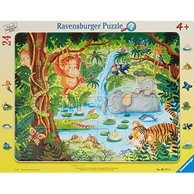 Ravensburger Kinderpuzzle 06171 Dschungelbewohner Rahmenpuzzle für Kinder ab 4 Jahren mit 24 Teilen