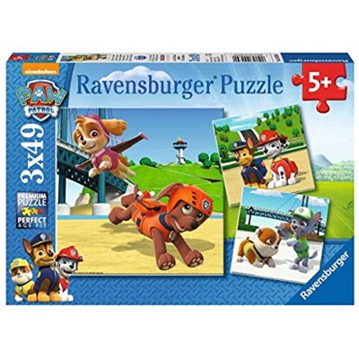 Ravensburger Kinderpuzzle 09239 Team auf 4 Pfoten Puzzle für Kinder ab 5 Jahren Paw Patrol Puzzle mit 3x49 Teilen