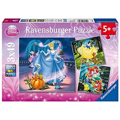 Ravensburger Kinderpuzzle 09339 Schneewittchen Aschenputtel Arielle Puzzle für Kinder ab 5 Jahren Disney-Puzzle mit 3x49 Teilen