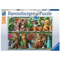 Ravensburger Puzzle 14824 Katzen im Regal 500 Teile Puzzle für Erwachsene und Kinder ab 10 Jahren Tier-Puzzle mit Katzen-Motiv