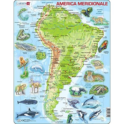 Larsen A25 Südamerika Physische Karte Italienisch Ausgabe Rahmenpuzzle mit 65 Teilen
