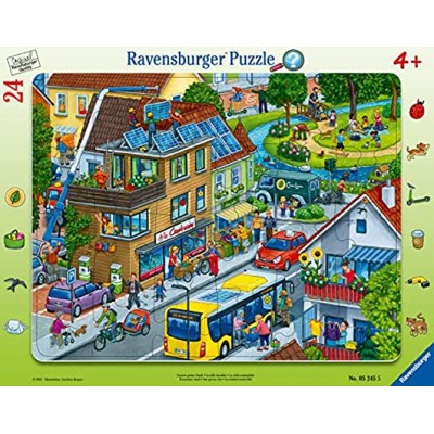 Ravensburger Kinderpuzzle 05245 Unsere grüne Stadt 24 Teile Rahmenpuzzle für Kinder ab 4 Jahren mit Suchspiel