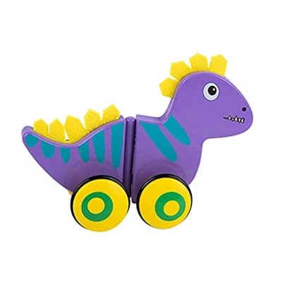 Hellery Kreatives Cartoon Baby Walk-A-Long Holz Nachziehspielzeug mit Rädern Ziehen Lernen Walk Push & Pull Spielzeug für Kleinkindergeschenk Dinosaurier