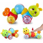 TOYMYTOY Presse und kriechendes Nachziehspielzeug | Raupe uhrwerk drücken Rassel Spielzeug Baby Kleinkind