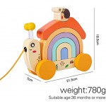 Walk-A-Long Schnecke Kleinkinder Holz-Zugspielzeug mit Sortier- und Stapelspielzeug aus Holz für Kleinkinder und Kinder im Vorschulalter Lernspielzeug