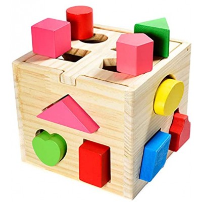 all Kids United® Steckwürfel aus Holz-Würfel Lernspielzeug-Puzzle Steckbox Spielbox für Baby & Kleinkind; Holz-Spielzeug trainiert Motorik; Förderung von Formerkennung und Konzentration Steckbox
