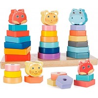 Babyhelen Tierstapel Bausteine Montessori Spielzeug Stapelturm Holz Sortier Stapel Baby Spielzeug Stapelspielzeug Geschenk für Jungen und Mädchen