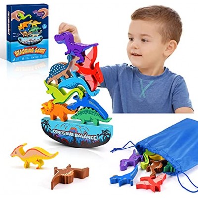 DEVRNEZ Dinosaurier-Stapelspielzeug aus Holz für Kinder Montessori Spielzeug & Geschenke