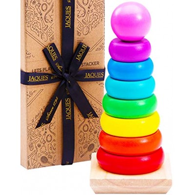 Jaques Von London Regenbogen Stapelturm | Montessori Spielzeug ab 3 Jahr | Qualität Holz Spielzeug | Seit 1795