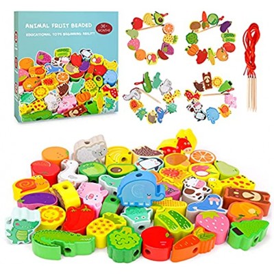 RIKONDA Fädelspiel Holz Lernspielzeug für 3 4 Jahre alte Kinder-Geburtstagsgeschenk