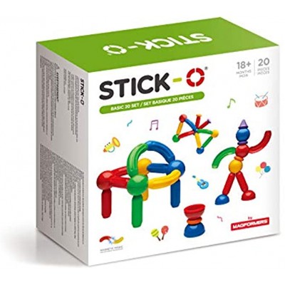 Stick-O Basic 20 Piece Set 901002 Vorschule Magnetspielzeug Mehrfarbig 22 x 8.5 x 22cm