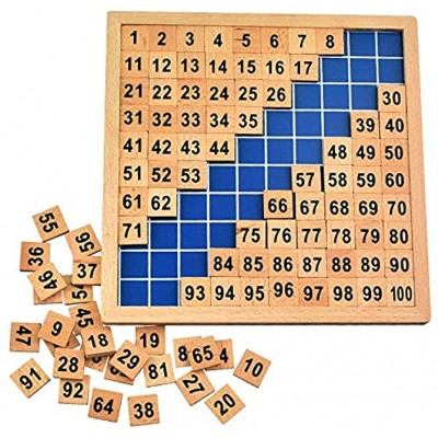 Amasawa Mathematik Puzzle Holz Digital Board,1-100 Kontinuierliche Zahlen,Mathe Puzzle Holzspielzeug um Ihrem Kind zu helfen motorische Fähigkeiten früh zu entwickeln