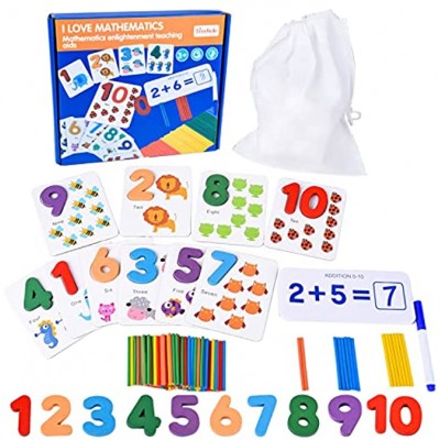 FORMIZON Montessori Mathematik Spielzeug Holz Lernspielzeug Zahlenlernspiel Mathe Buntes Zahlen Spielzeug Pädagogisches Lernspielzeug Geburtstagsgeschenk für Adventskalender Kinder 3 4 5 Jahre